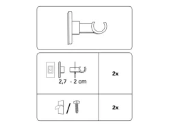 Hot Gardinia Träger für Caféhausstange California Ø 10/12 mm Silber-Matt Silber Matt