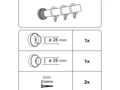 Best Gardinia Wandlager Lugano für Ø 28 mm 2-er Pack Natur