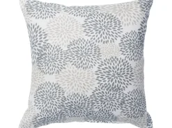 Discount Gefülltes Kissen 40 cm x 40 cm Blumen Weiß-Grau