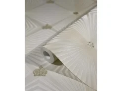 Glööckler Vliestapete Imperial Rauten mit Krönchen Creme