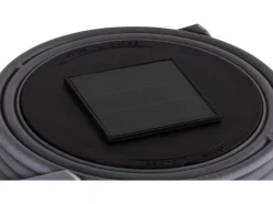 Discount Globo LED-Solaraußenleuchte Laterne mit Feuereffekt Kunststoff Grau Rattanoptik