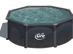 Clearance Gre Stahlwand-Pool Kea Ø 300 cm x 120 cm Rund Graphit