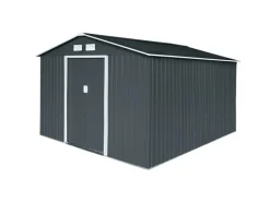 HATTORO S300 Metall Gerätehaus mit Bodenrahmen 12,5 m³ Satteldach Dunkel