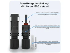 hb-digital 2x 10m Solarkabel 4mm2 mit Solar Stecker Schwarz/Rot