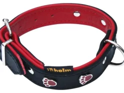Sale Heim Hundehalsband Pfote Breite 22 mm Länge 50 cm Schwwarz/Rot Schwarz-Rot