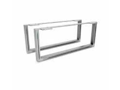 Sale HEVVA Möbelfüße GRAZ 20 cm Hoch 50 cm Tief 2er Set Rohstahl-Klarlack Stahlfarben