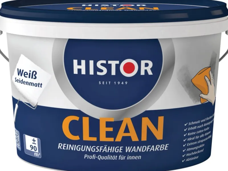 Clearance Histor Clean Wandfarbe Weiß seidenmatt 10 l