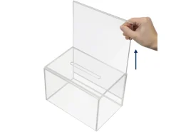 HMF 46916 Acryl Spendenbox Blatteinschub 22 x 15 x 15 cm DIN A4 Transparent
