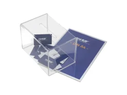 HMF 46916 Acryl Spendenbox Blatteinschub 22 x 15 x 15 cm DIN A4 Transparent