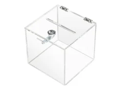 New HMF 46919 Acryl Spendenbox Schloss 15 x 15 x 15 cm DIN A6 Transparent