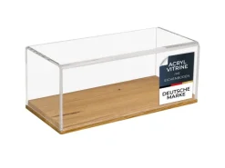 Sale HMF 46872 Acryl Vitrine Schaukasten mit Holzsockel für Modellautos 27 x 12 x 11 cm Transparent