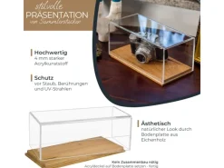 Sale HMF 46872 Acryl Vitrine Schaukasten mit Holzsockel für Modellautos 27 x 12 x 11 cm Transparent
