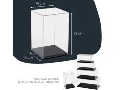 HMF 46811 Acryl Vitrine Schaukasten für Modellautos Figuren 14 x 14 x 22 cm Transparent