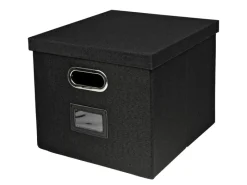 HMF 250473-02 Aufbewahrungsbox Deckel DIN A4 Hängeregister Kallax 33 x 37 x 28 cm Schwarz