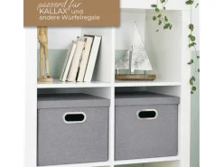 Sale HMF 250473-12 Aufbewahrungsbox Deckel DIN A4 Hängeregister Kallax 33 x 37 x 28 cm Grau