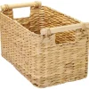 HMF 37279 Aufbewahrungskorb Badezimmer Korb Geflochten Wasserhyazinthe Holzgriffen 37 x 22 x 20 cm
