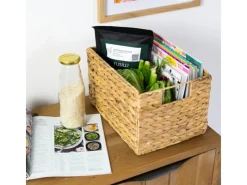 Sale HMF 37242 Aufbewahrungskorb Faltbarer Korb Geflochten Wasserhyazinthe Seegras Größe M 32 x 23 x 20 cm