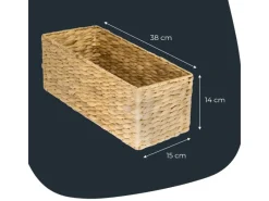 Hot HMF Aufbewahrungskorb Badezimmer Korb Geflochten Wasserhyazinthe Seegras 38 x 15 x 14 cm 2er Set