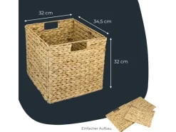 Outlet HMF Aufbewahrungskorb Korb Geflochten Wasserhyazinthe Seegras Kallax 32 x 34 x 32 cm 4er Set