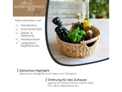 HMF Aufbewahrungskorb Rund Korb Geflochten Wasserhyazinthe Holzgriffen 30 x 12 cm