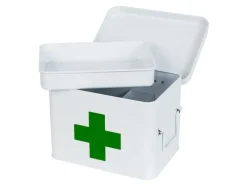 HMF 1771-21CM-01 Hausapotheke Metall Medikamenten Aufbewahrung 23 x 17 x 16 cm Weiß