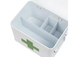 HMF 1771-21CM-01 Hausapotheke Metall Medikamenten Aufbewahrung 23 x 17 x 16 cm Weiß