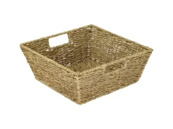 New HMF Geschenkkorb Leer Aufbewahrungskorb Geflochten Seegras RechtEckig 30 x 30 x 12 cm