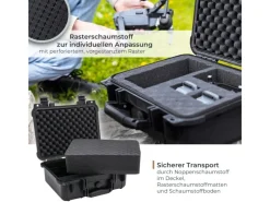 HMF ODK100 Outdoor-Fotokoffer Transportkoffer Rasterschaumstoff 34 x 29 x 15 cm