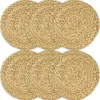 HMF 37230-S6 Tischset Rund Geflochten aus Wasserhyazinthe Platzset Abwaschbar 6er Set 30 cm