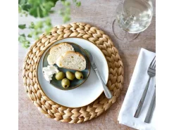 HMF 37230-S6 Tischset Rund Geflochten aus Wasserhyazinthe Platzset Abwaschbar 6er Set 30 cm