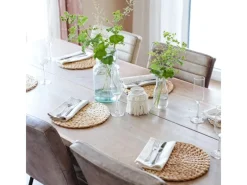 HMF 37230-S6 Tischset Rund Geflochten aus Wasserhyazinthe Platzset Abwaschbar 6er Set 30 cm