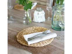 HMF 37230-S6 Tischset Rund Geflochten aus Wasserhyazinthe Platzset Abwaschbar 6er Set 30 cm