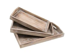 Discount HMF VTA101-S3 Deko Tablett Holz Vintage Design 3er Set Versch. Größen Shabby Chic Klassik