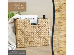 HMF Zeitungsständer Zeitungskorb Geflochten Wasserhyazinthe 2 Fächer 40 x 20 x 33 cm