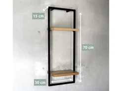 holz4home 4 Teiliges Wandregale in Schwarz Gerahmt von Hellgrau ohne Baumkante