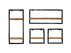 Best holz4home 4 Teiliges Wandregale in Schwarz Gerahmt von Natur mit Baumkante