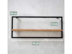 Best holz4home 4 Teiliges Wandregale in Schwarz Gerahmt von Natur mit Baumkante