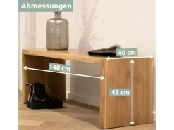 holz4home Massivholz Hocker Bank aus Eiche mit Baumkante XL