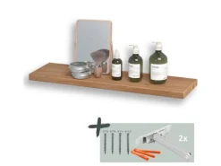 holz4home Schwebendes Wandregal aus Eiche 80cm Ohne Baumkante Natur