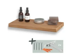 holz4home Schwebendes Wandregal aus Eiche 40cm Ohne Baumkante Natur