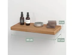 holz4home Schwebendes Wandregal aus Eiche 40cm Ohne Baumkante Natur