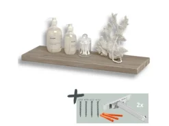 Online holz4home Schwebendes Wandregal aus Eiche 70cm Ohne Baumkante Hellgrau