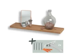 Hot holz4home Schwebendes Wandregal aus Eiche 100cm Ohne Baumkante Natur