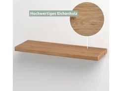 Hot holz4home Schwebendes Wandregal aus Eiche 100cm Ohne Baumkante Natur