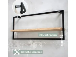 Clearance holz4home Wandregal Long in Schwarz Gerahmt von Hellgrau ohne Baumkante