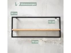 Clearance holz4home Wandregal Long in Schwarz Gerahmt von Hellgrau ohne Baumkante
