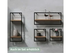 Clearance holz4home Wandregal Long in Schwarz Gerahmt von Hellgrau ohne Baumkante