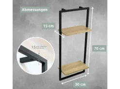 holz4home Wandregal mit Rahmen MDF Sonoma 4 Teiliges Set