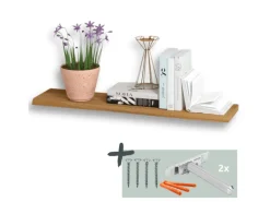 holz4home Wandregal Set 70cm und 40cm Eiche Massiv 2 Teilig Natur mit Baumkante