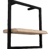 holz4home Wandregal Small Schwarz Gerahmt Industrial Style mit Baumkante Hellgrau